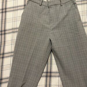 Uniqlo Women Gray Plaid Dress Pants Trousers